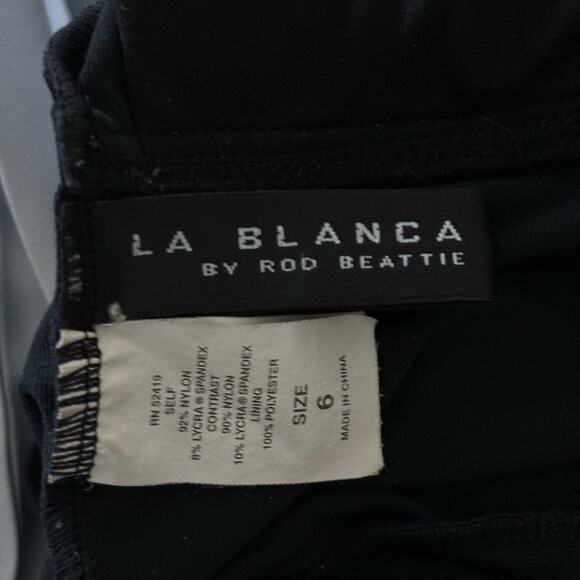 La Blanca Twist Ruched Front Flattering Tankini Swim Top Black Size 6 - Picture 5 of 7